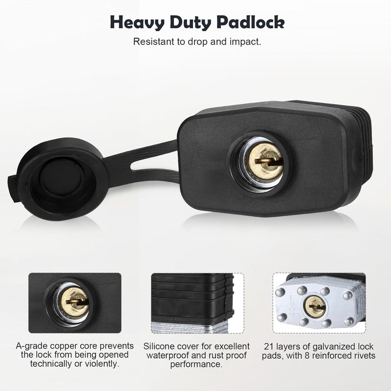 Starvortex Padlock Latch Lock, 4Inch Stainless Steel Hasp Latch with Padlock Keys Screws, Heavy Duty Black Shed Lock, Waterproof Pad Locks Latches, Gate Locks for Barn Door Cabinet Fence Garage - Image 4